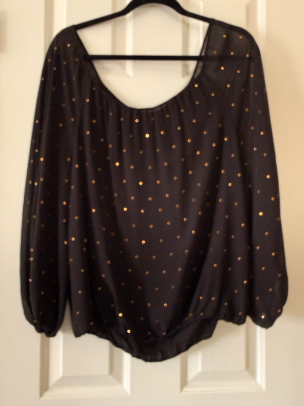 Vince Camuto Black Blouse with Gold Studs size M great condition runs a bit big